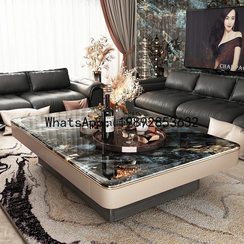 luxury stone coffee table modern simple villa living room 2025 new light luxury high-end home marble square table