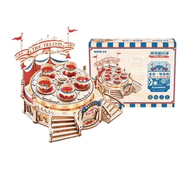 NEW 3D three-dimensional puzzle rotary cup wooden building block assembly model difficult decompression birthday gift