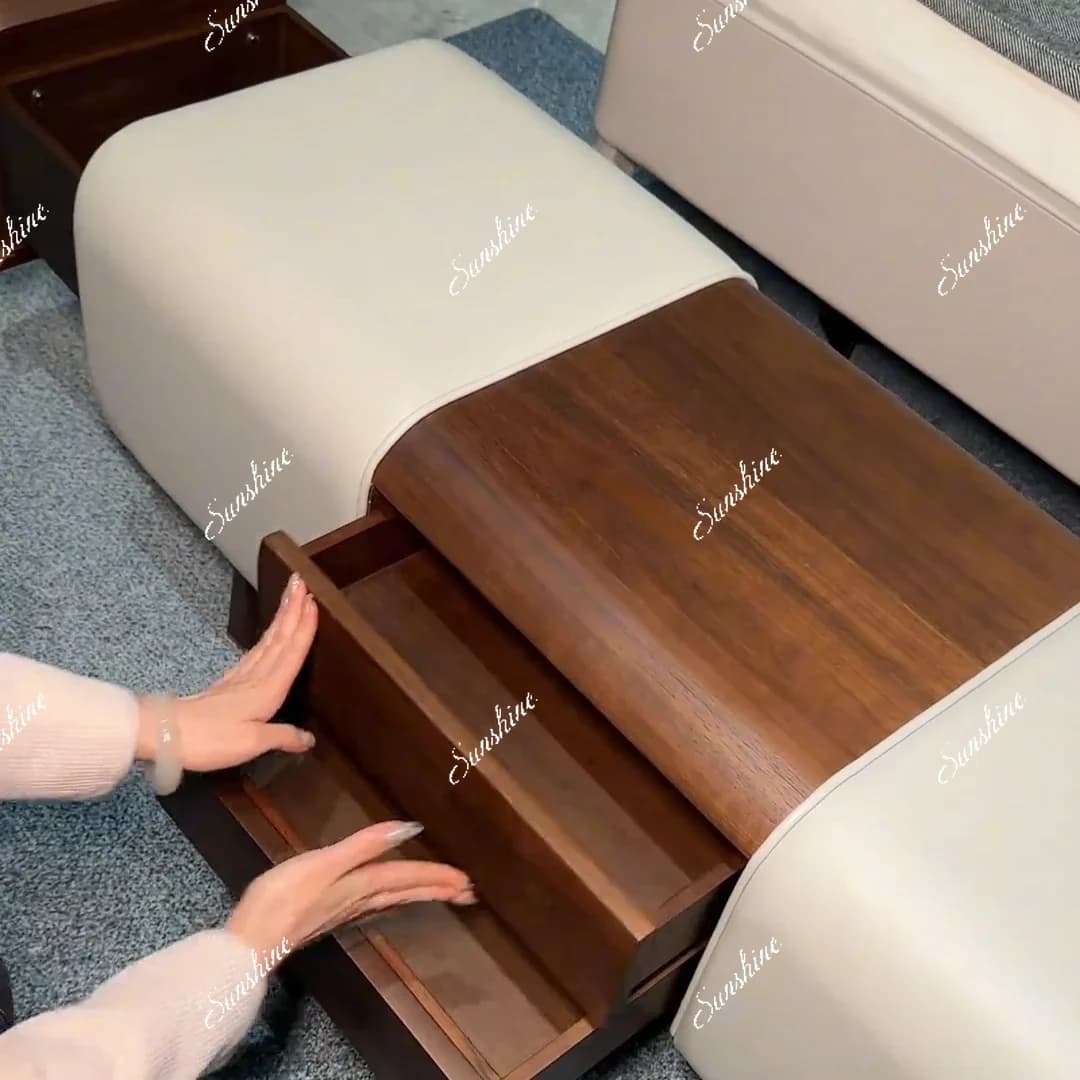 MLight luxury solid wood leather art bedside stool for home shoe changing stool