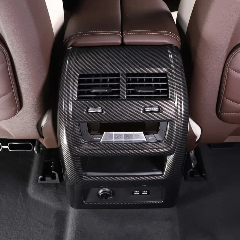 For BMW X5 G05 2022 ABS Carbon Fiber Car Rear Air Conditioner Outlet Anti-kick Panel Cover Trim Interior Car Accessories