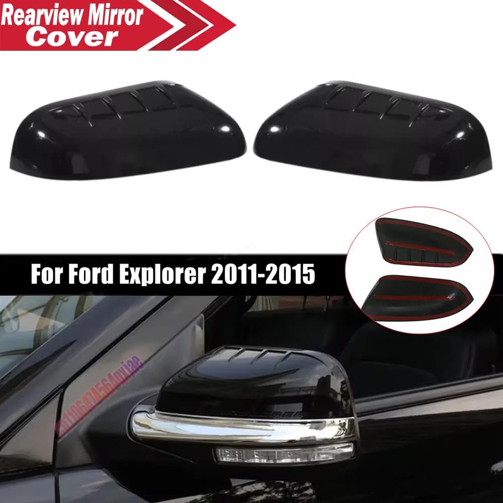 For Ford Explorer 2011 2012 2013 2014 2015 ABS Rearview Side Mirror Cover Wing Cap Exterior Door Trim Adhesive Sticker Parts