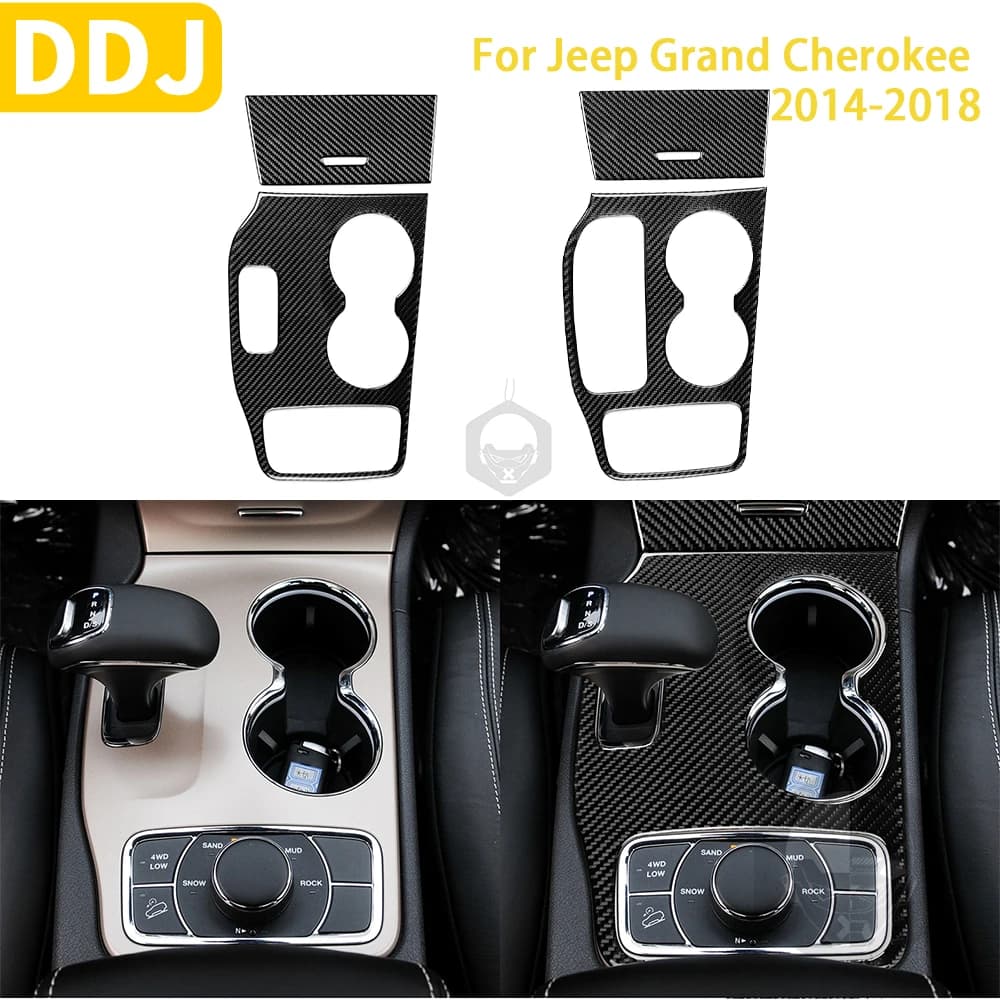 For Jeep Grand Cherokee 2014-2018 Accessories Car Carbon Fiber Interior Automatic Gear Panel Trim Sticker Decoration