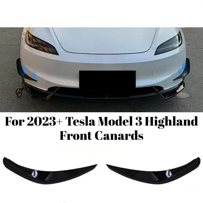 For 2023+ Tesla Model 3 Highland Front Canards Mod Bumper Spoiler Aerodynamic Enhancement Performance Boost Decorative Accessory