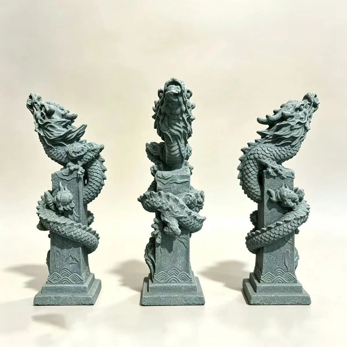 Sandstone Zodiac Panlong Dragon Statue Chinese Mascot Home Room Office Feng Shui Statue Best Gift in Year of the Dragon
