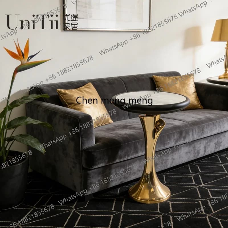 Italian minimalist side table, designer high-end torchside table, home living room corner table