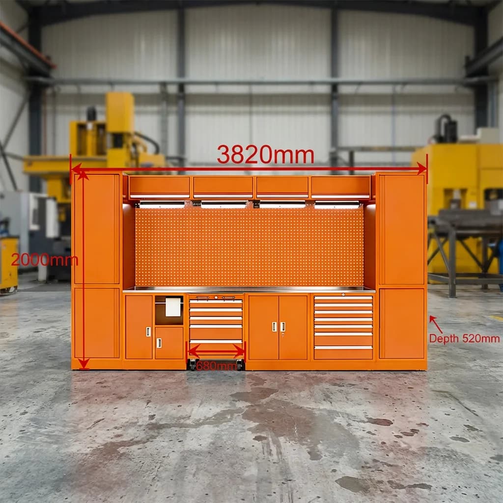 Heavy Duty Tool Cabinet Iron Mobile Industrial Garage Workshop Storage System Tool Chest Units Modular Tool Workbench