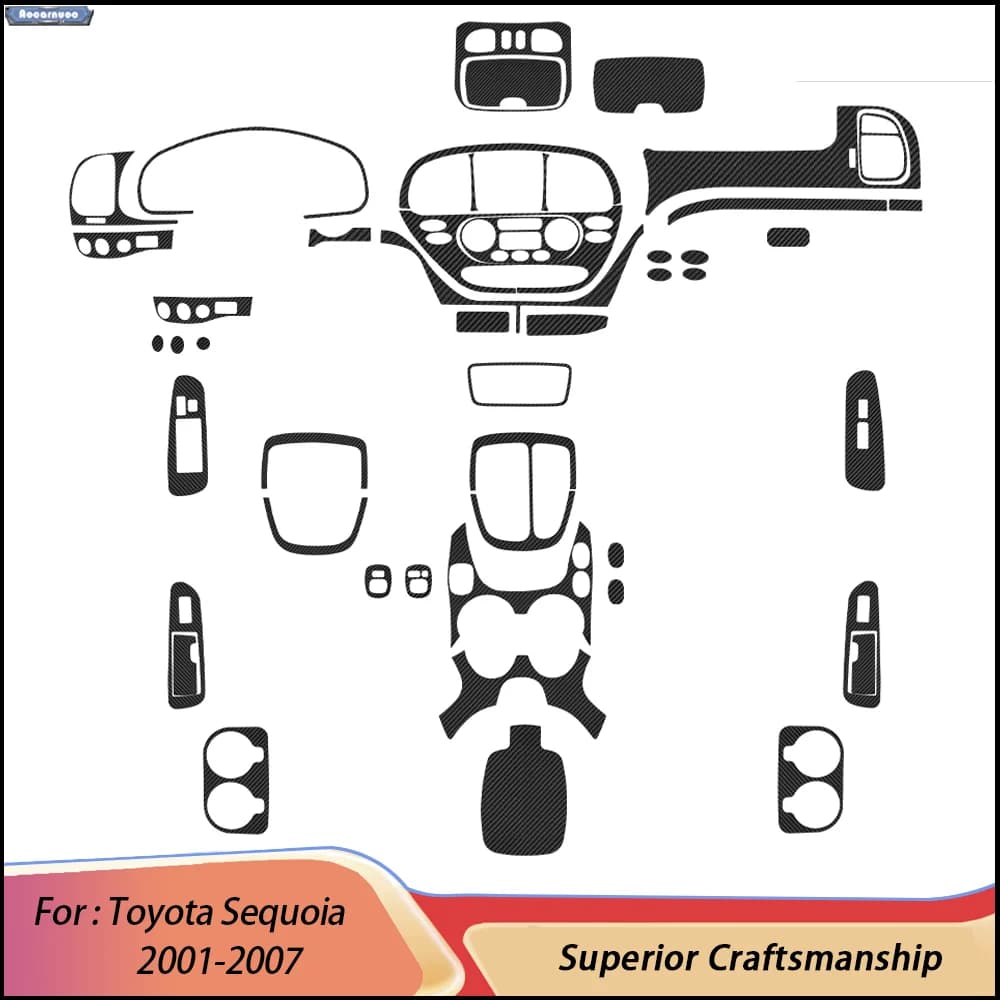 For Toyota Sequoia 2001-2007 Carbon Fiber Car Stickers Car Interior Decorative Accessories