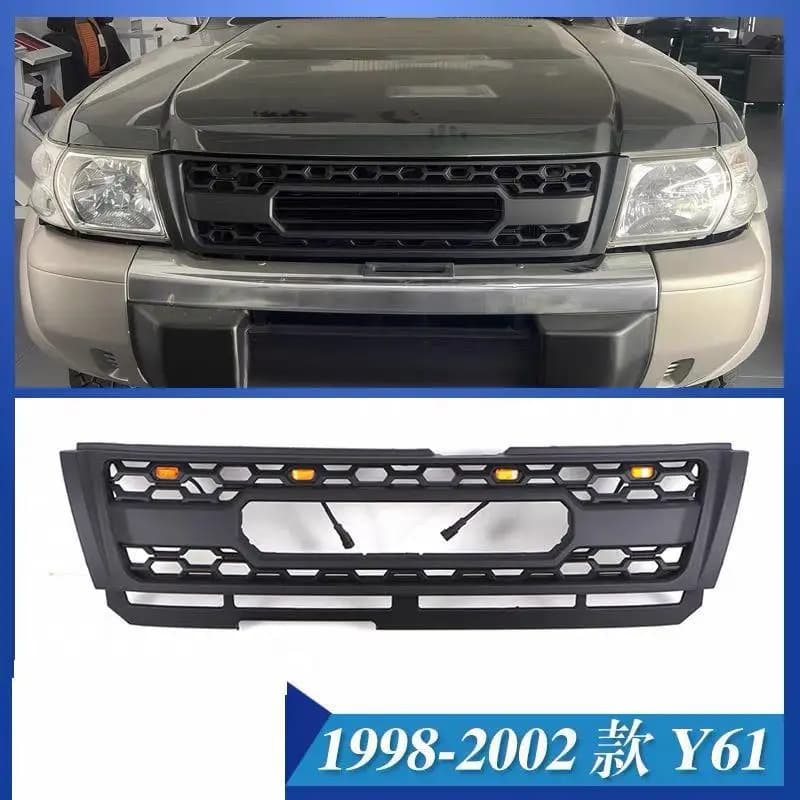 Sport Racing Front Grille ABS Car Grill Exterior Accessories Compatible with Nissan Patrol Y61 1998-2002 Auto Replacement Part