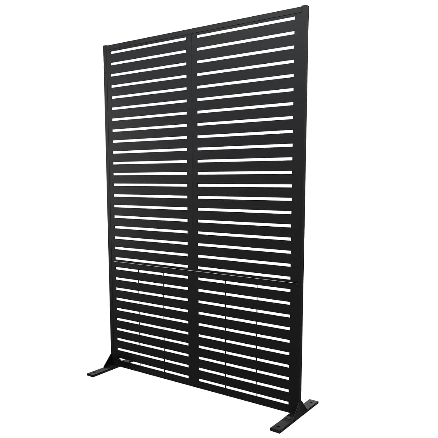 “Metal Privacy Screen”, 72" H × 47" W Weather Resistant Outdoor Privacy Panels for Balconies, Patios & Pools (Black Louvered)
