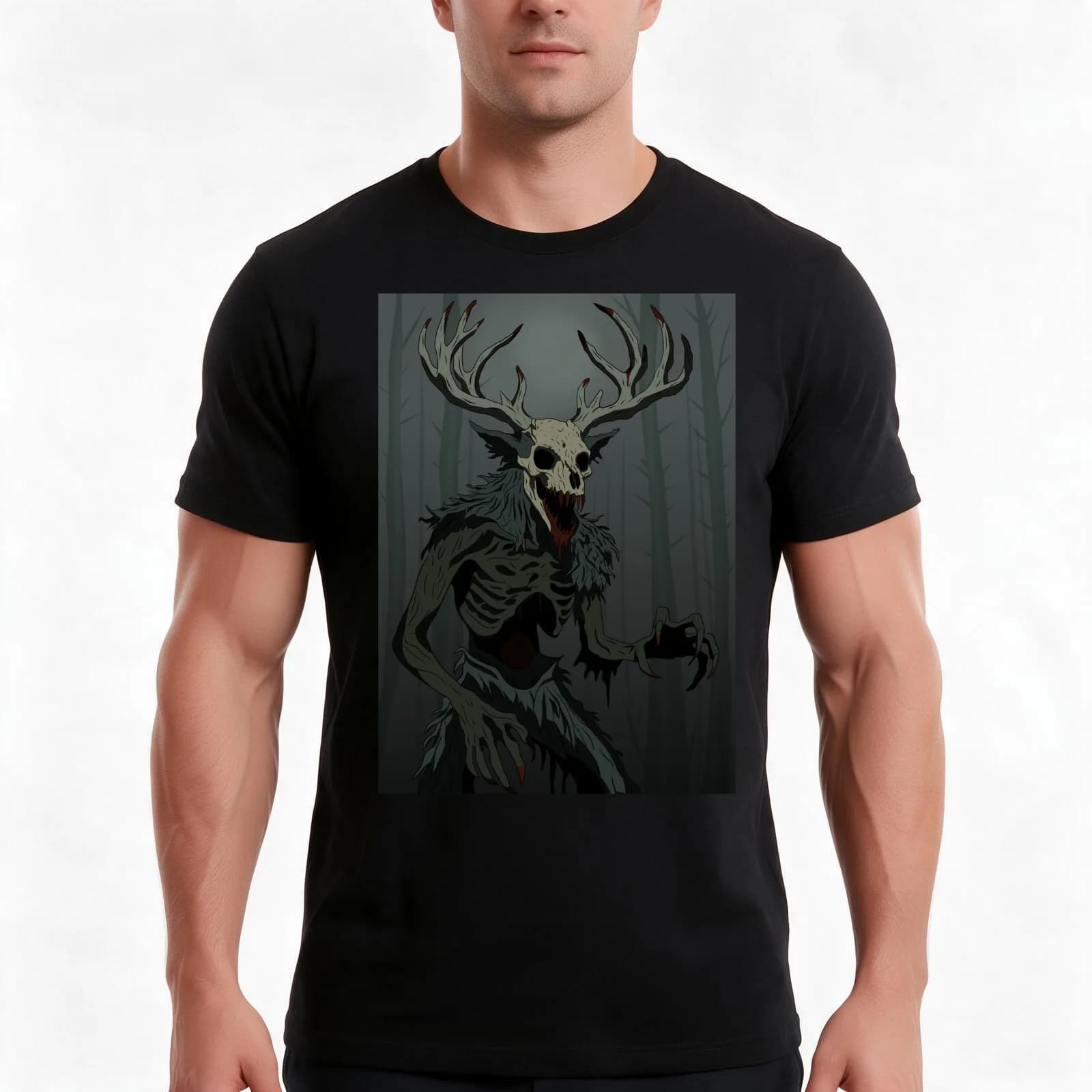 Wendigo T-Shirt, Summer Casual Cotton Tee, Oversized Streetwear Tops, Vintage Graphic Print, Loose Fit Short Sleeve, 100% Cotton