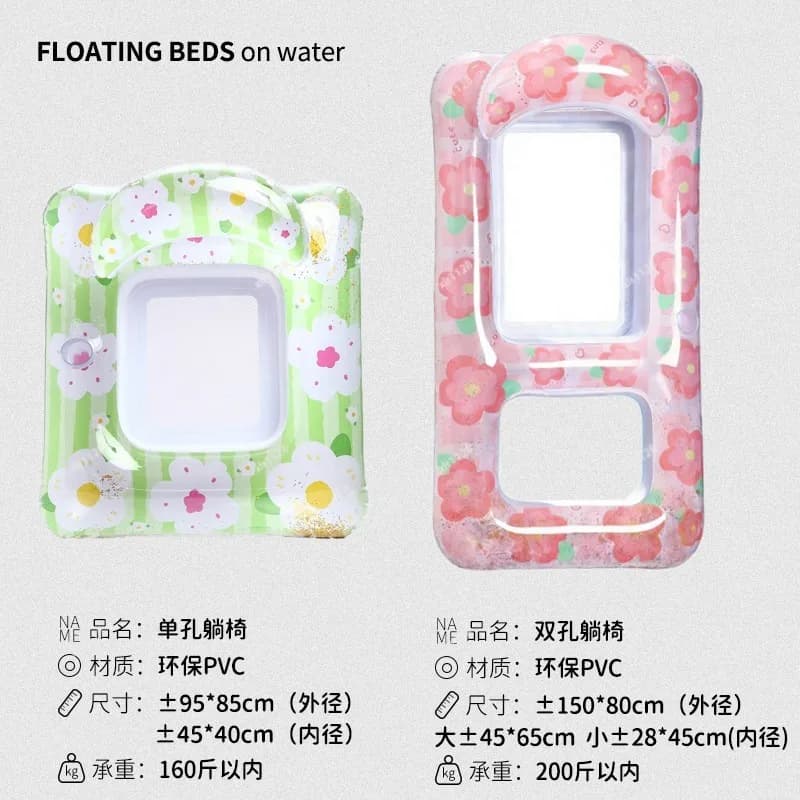 Sunshade Inflatable Floating Chair Portable Swim Ring for Family Water Entertainment