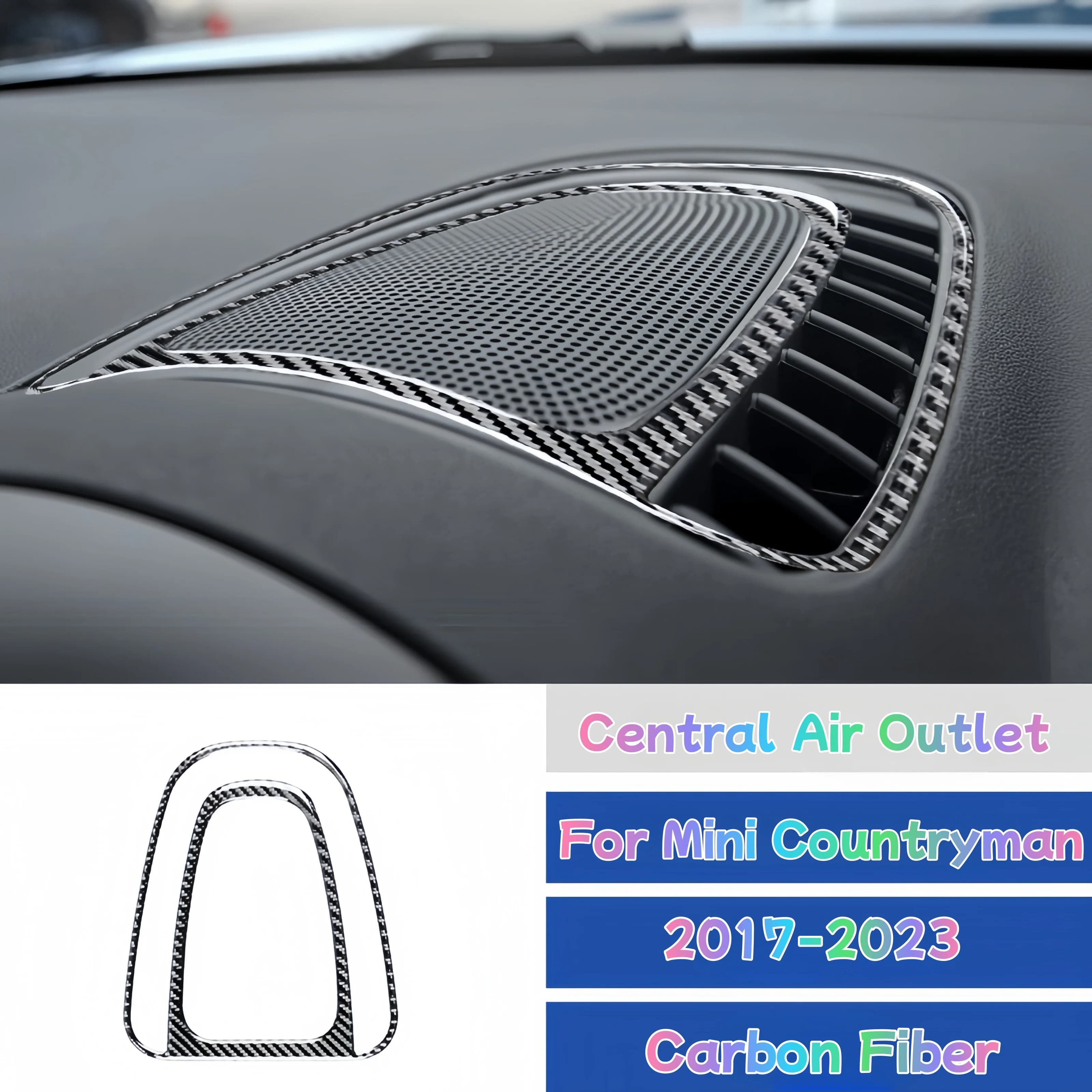 For Mini Cooper Countryman F60 Carbon Fiber Car Interior Dashboard Central Air Outlet Vent Cover Trim Sticker Cars Accessories