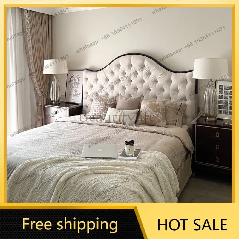 Zj. American light luxury solid wood bed French modern simple master bedroom double princess bed
