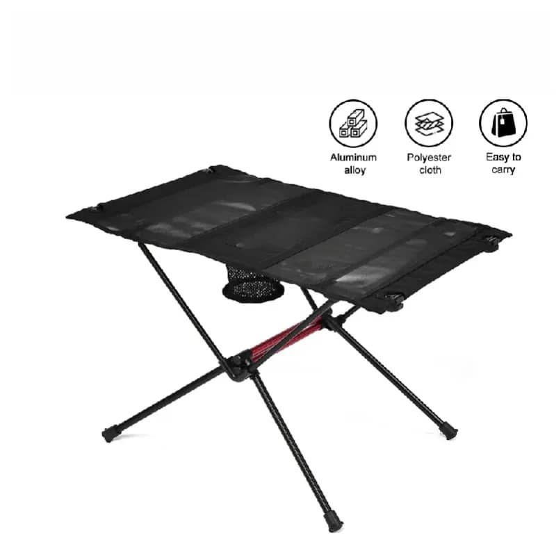 Portable Folding Camping Table with Cup Holders & Mesh Pocket Lightweight Outdoor Picnic Table for Hiking Travel Beach