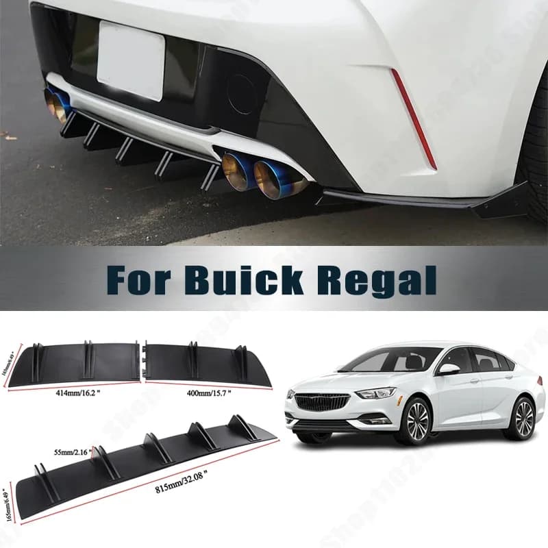 Rear Bumper Shark Fin Diffuser ABS Curved Aero Splitter Anti-Collision Chassis Protector For Buick Regal Car Styling