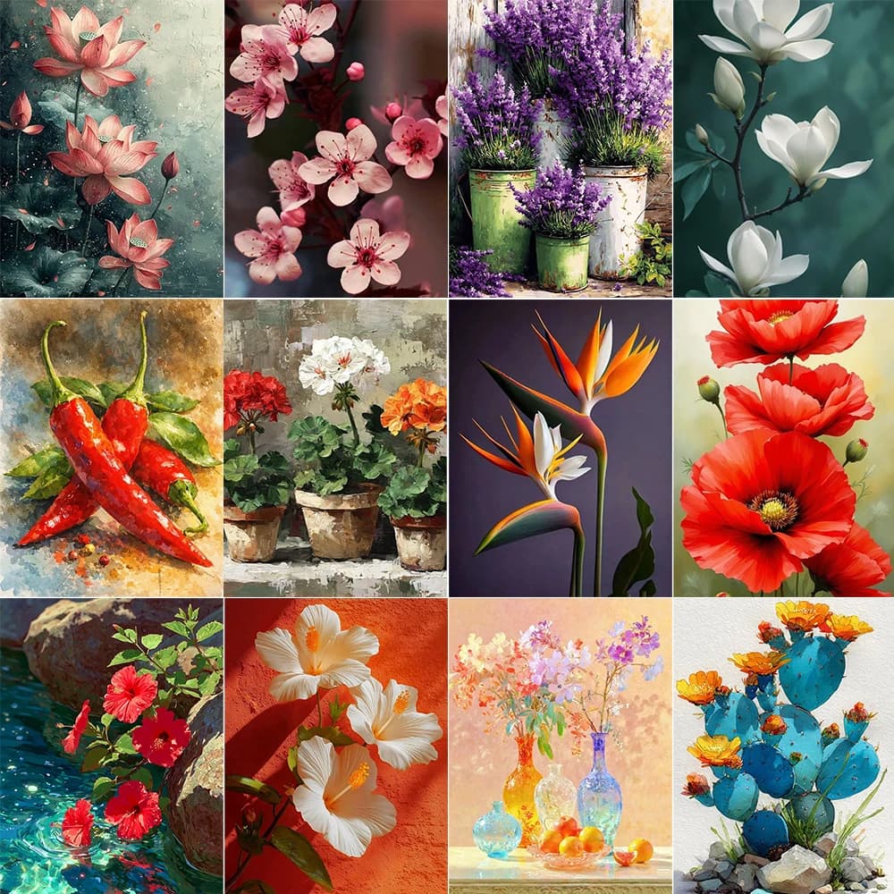 Lotus Flowers Canvas Printing Floral Art Pictures Flowerpot Wall Art Poster Modern Living Room Bedroom Bathroom Home Decor