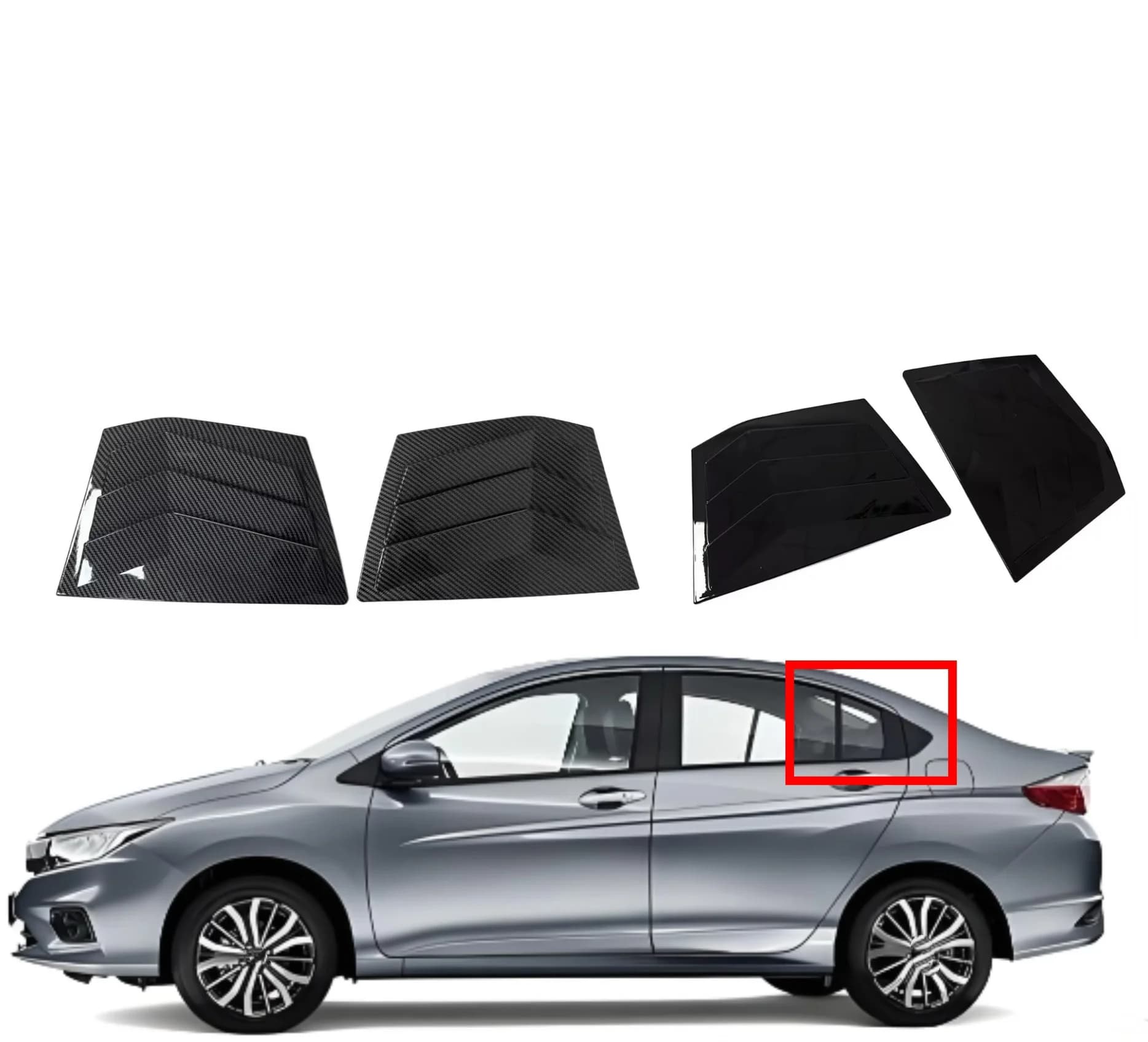 Gloss Black Car Side Window Louver Fit For Honda City 2014 2015 2016 2017 2018 Car Rear Window Shutter Cover Spoiler