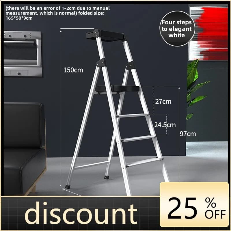 LMM household folding ladder thickened herringbone telescopic ladder four or five steps project handrail stairs