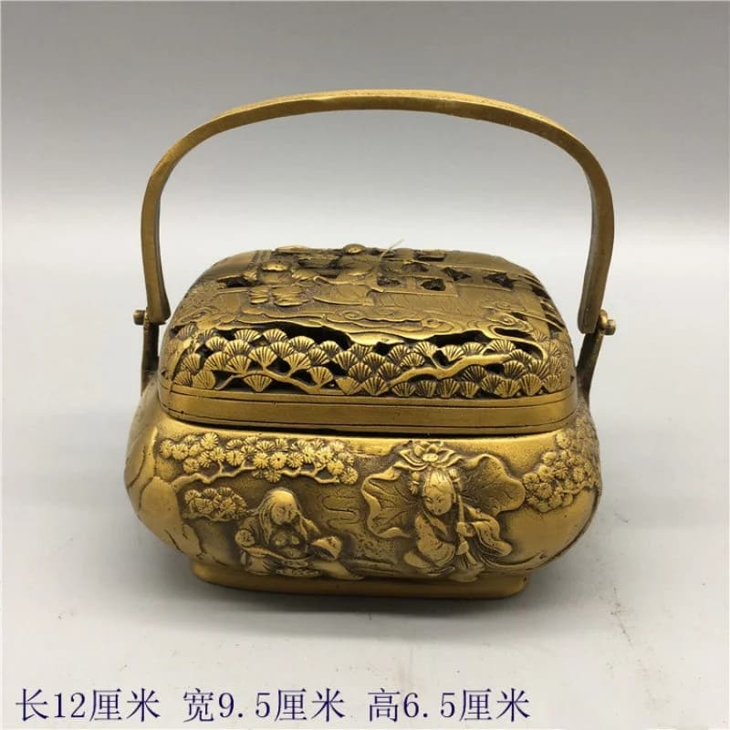 Antique brass exquisite figure relief incense burner home desktop decoration handicrafts ornaments