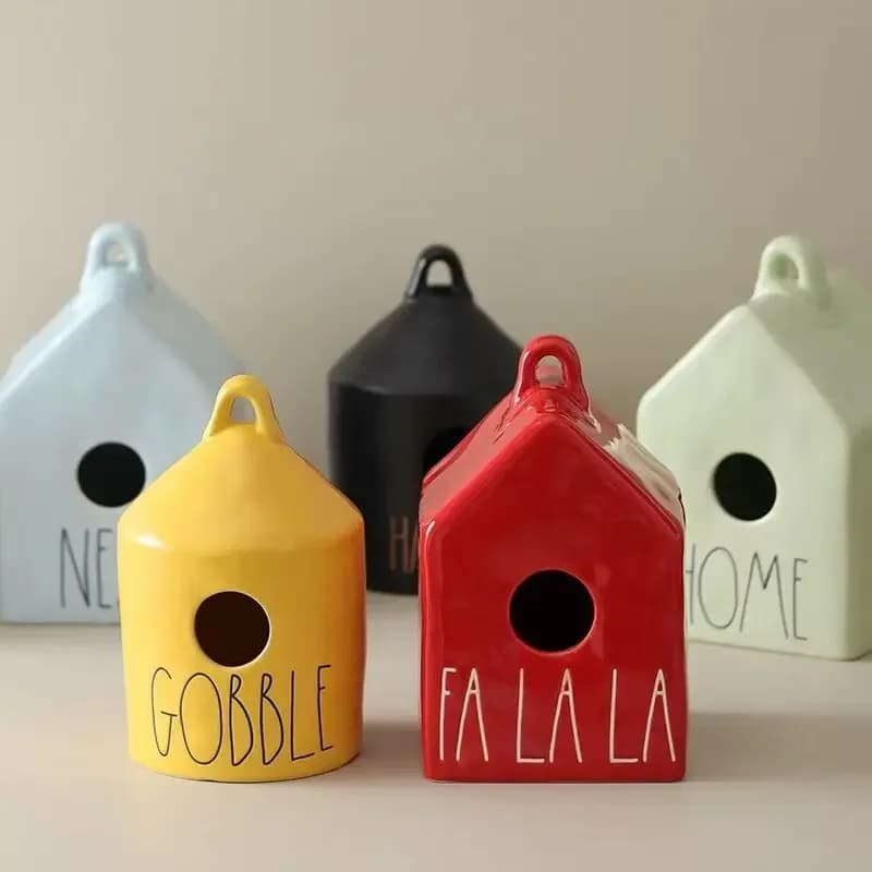 Creative Outdoor Courtyard Garden Ceramic Bird's Nest Pendant Bird House Modeling Storage Tank Ornaments Decoration Accessories