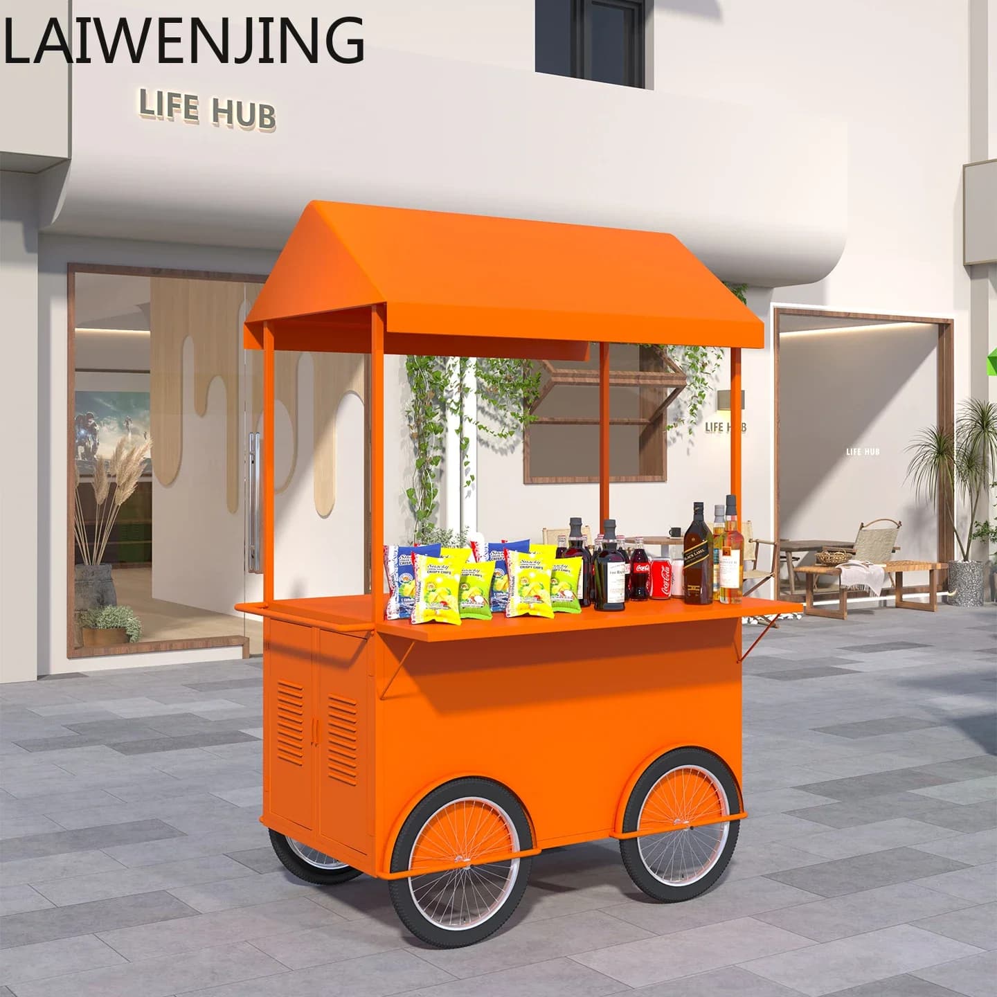 ZP10 wrought iron flower car outdoor stall commercial supermarket truck stall car