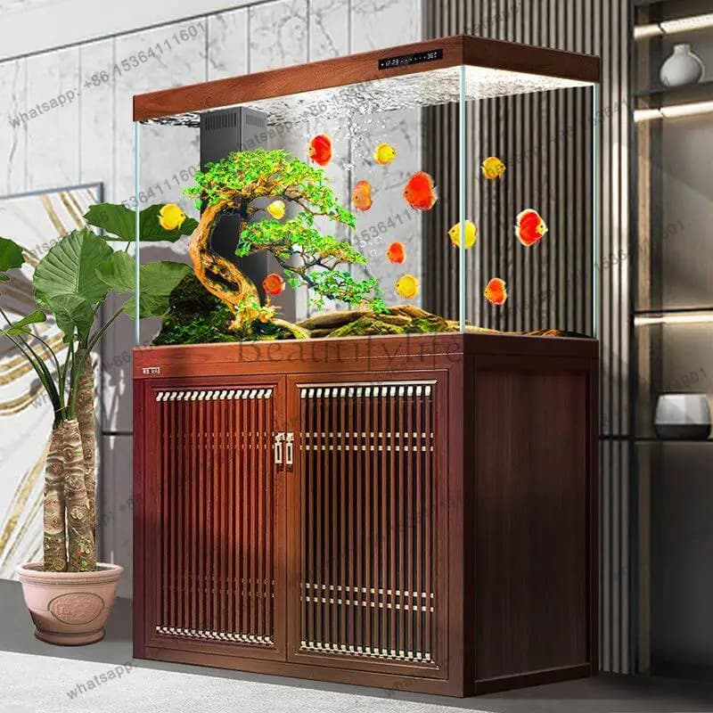 Dragon Fish Tank Bottom Filter Ultra-white Chinese Ultra-white Glass Large Living Room Against The Wall Ecological Water-free