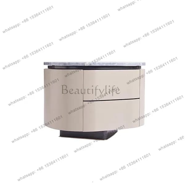 YJ Italian minimalist bedside table bedroom new niche designer high-end marble solid wood bedside cabinet baking paint
