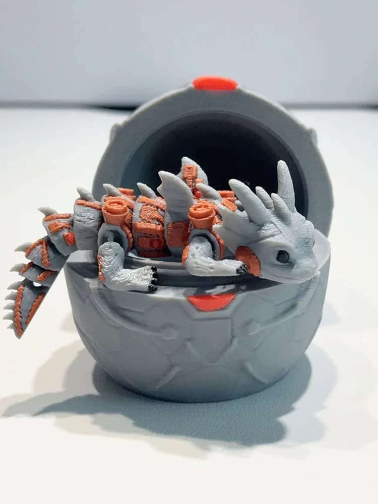 3d Printing Cool Mechanical Dragon+dragon Egg Model Plastic Ornament Desktop Decoration Sculpture Ornament Holiday Gift