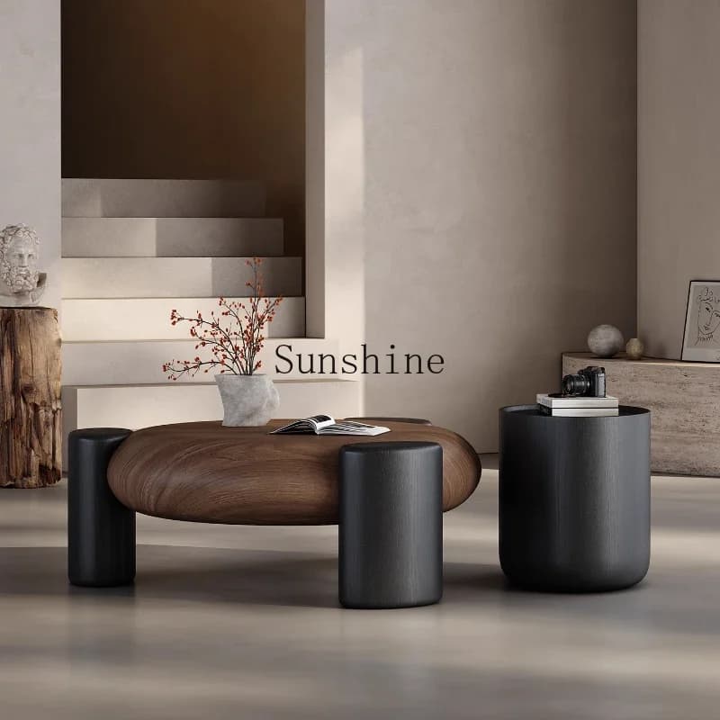 Italian minimalist medieval round coffee table living room home creative coffee table combination