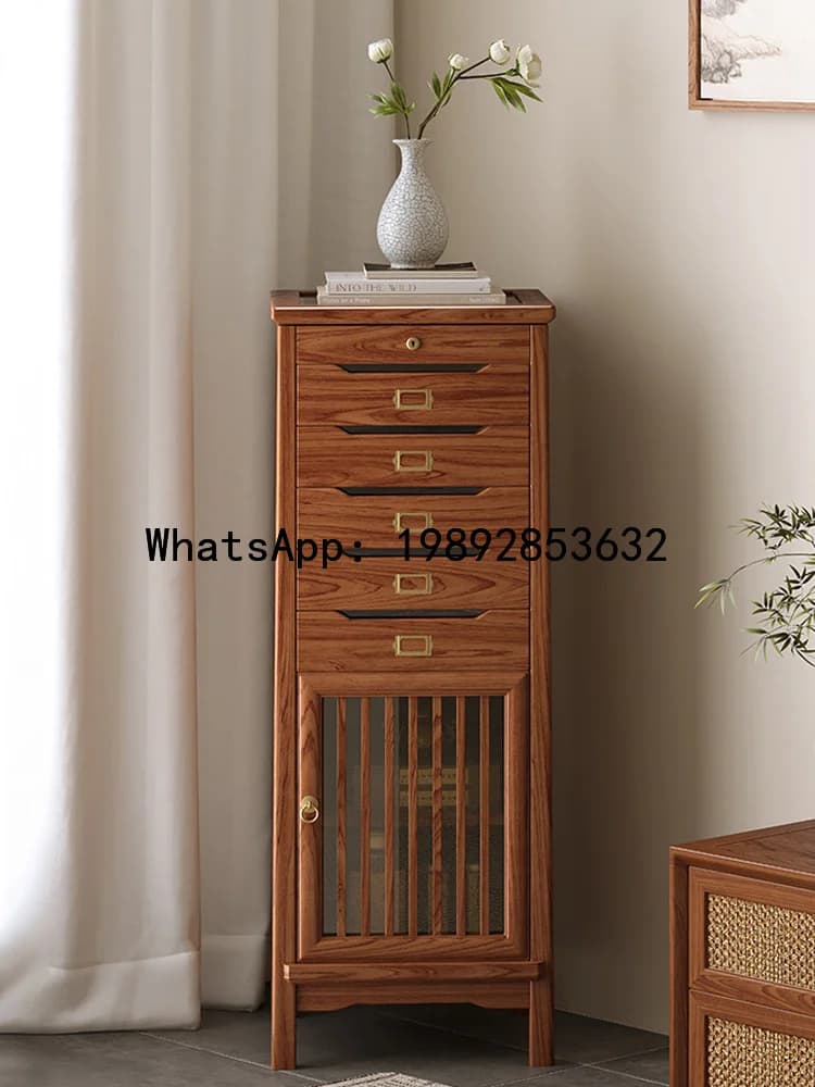 LYY Solid Wood Dental Tea White Wax Wood Tea Set Storage Cabinet Dental Cabinet Jewelry Cabinet