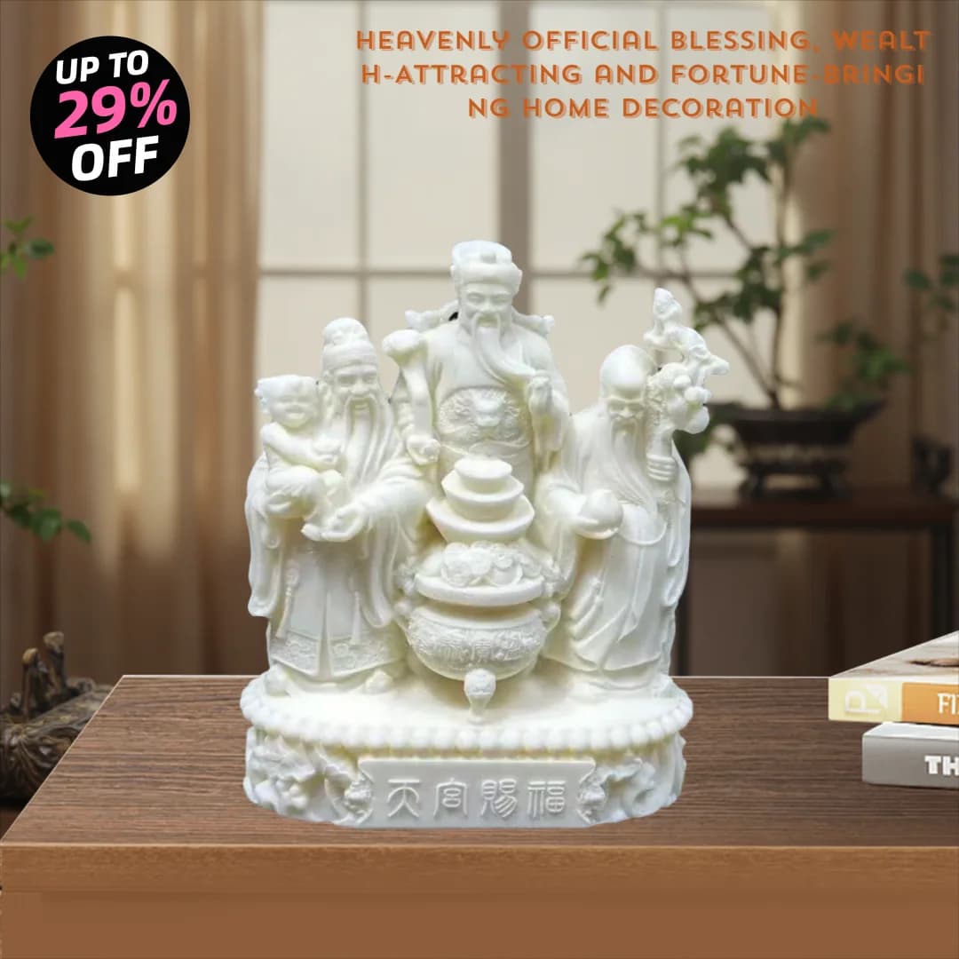 Fu Lu Shou Sculptures and Figurines Chinese Mythological Figures Home Room Office Wealth Luck Feng Shui Decor Gift