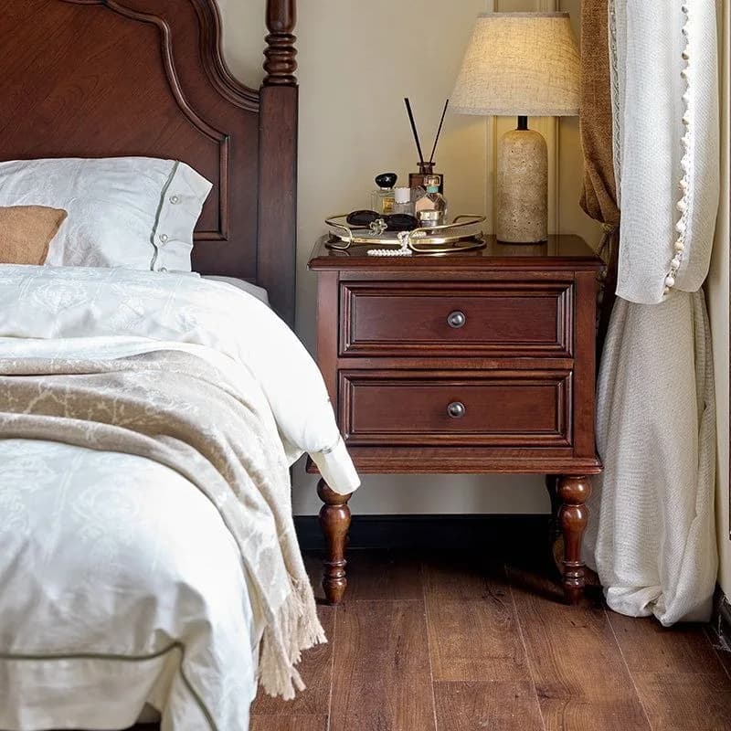 Solid wood American bedside table, European antique simple bedroom complete storage cabinet