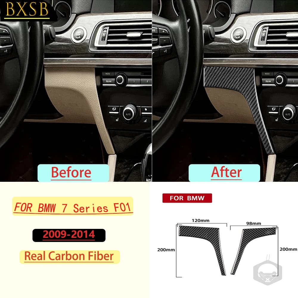 Real Carbon Fiber For BMW 7 Series F01 2009-2014 Car multimedia radio station Trim Customizable Car Sticker Interior Accessories