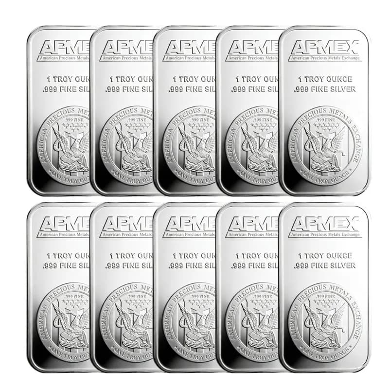10pcs Apmex One Troy Ounce Bar Silver Bar Apmex Silver Bullion Silver Plated Bar for Best Collection Gifts