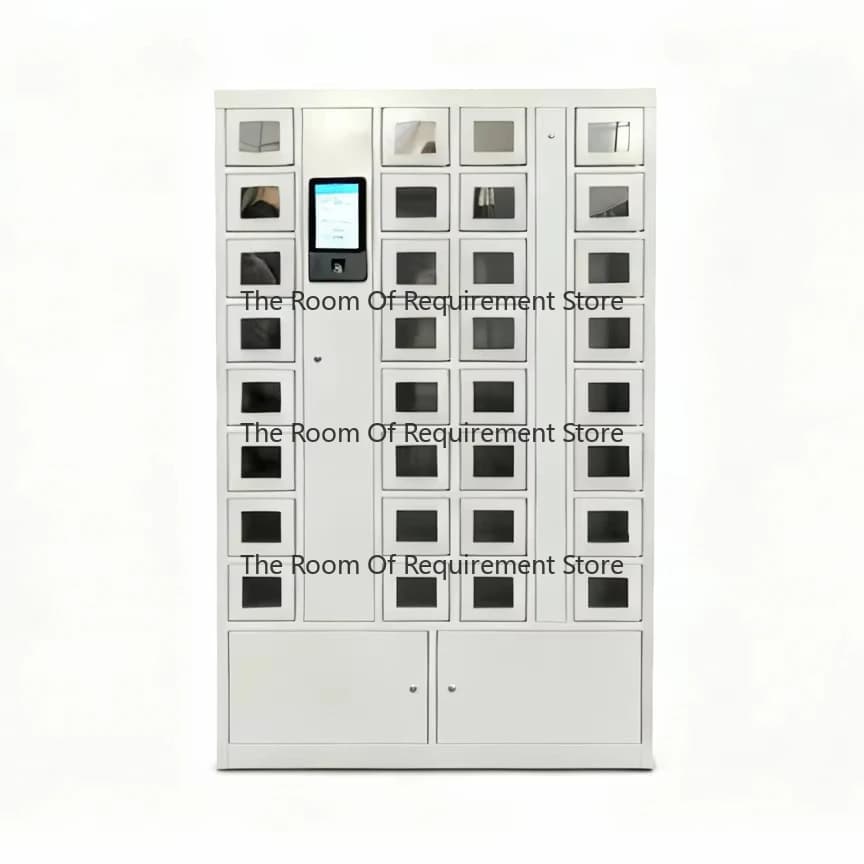 Public Mobile Phone Charging Station with Secure Lockers for High Traffic Areas Like Airports Shopping Malls and Offices
