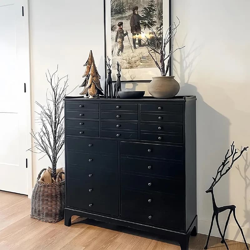 DSA light luxury solid wood porch cabinet simple decorative storage side cabinet retro chest cabinet