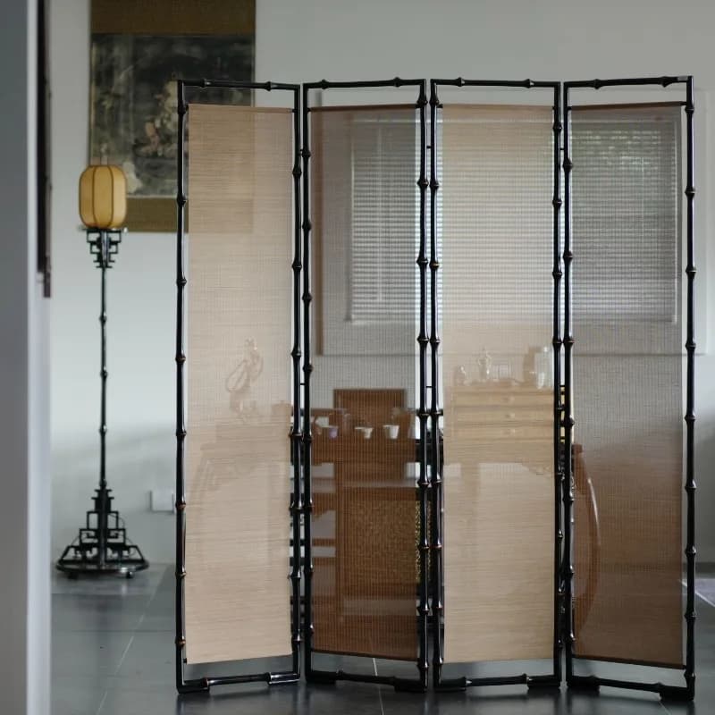 Filament screen, tea room space, Chinese partition porch folded and moved, semi-transparent folding screen 1.8 meters