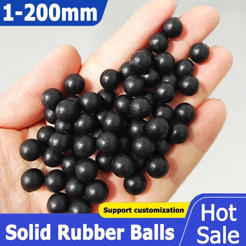 1-200pcs Black Solid Rubber Balls Diameter 1/2/2.5/3/3.5/4/4.5/5.5/6.5/6/7/8/9~200mm High Elasticity Wear-resistant Rubber Ball