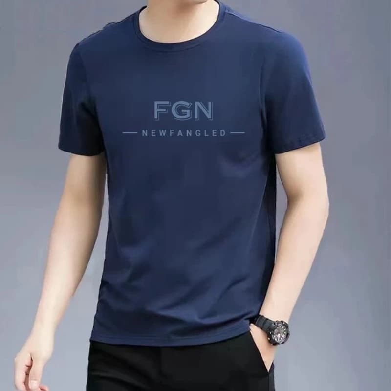 Men's Casual Round Neck Short Sleeve T-Shirt With Letter Print Breathable Daily Wear Style