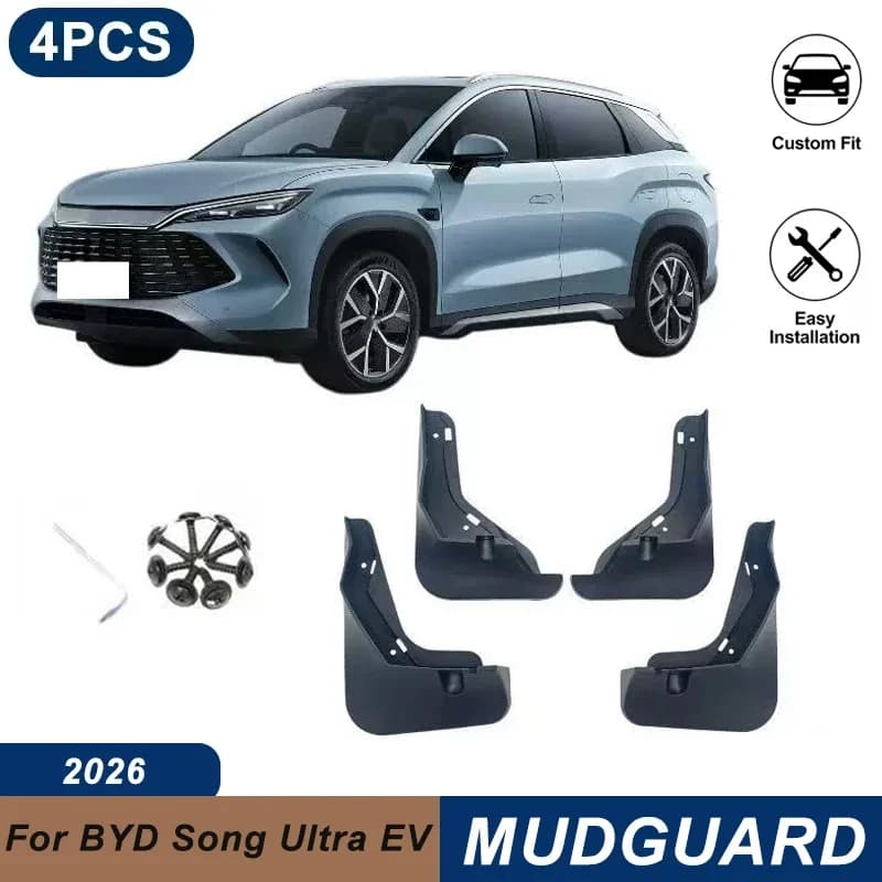 4PCS Car Mud Flaps For BYD Song Ultra EV 2026 Waterproof Anti-Splash Fender Mudguards Auto Exterior Accessories