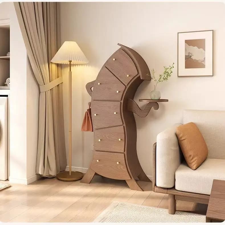 Gold Seller Solid Wood Akimbo Bucket Cabinet Bedroom Living Room Storage Drawers Crooked Neck Locker Chest Drawers Solid Wood Fu