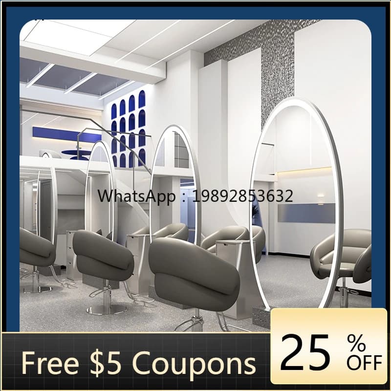 AB  Barber Shop Wall Single-sided Mirror Barber Shop Stainless Steel Hair Cut Floor Double-sided Mirror