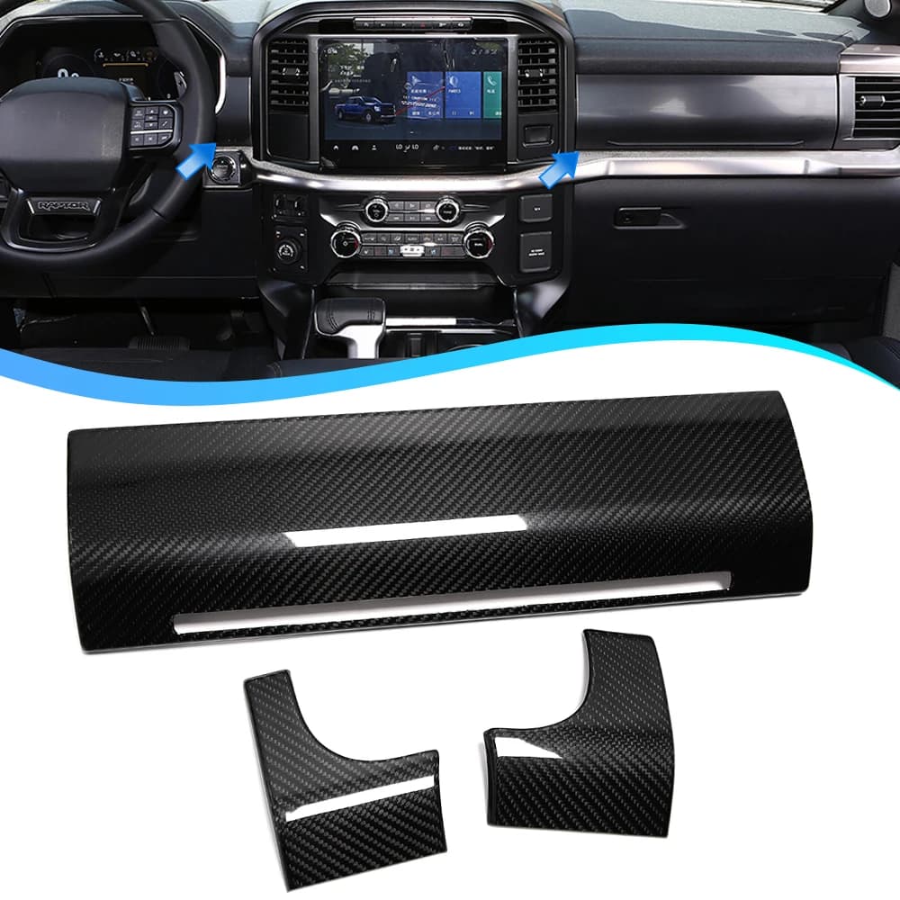 For Ford F-150 F150 F250 F350 Raptor Lariat Limited XLT 2021+ Dashboard and Storage Box Cover Carbon Fiber Interior Accessories