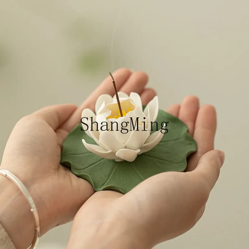 FG White Lotus Fragrance Insert Household Indoor Creative Lotus Line Fragrance Insert Agarwood Sandalwood Aromatherapy Stove