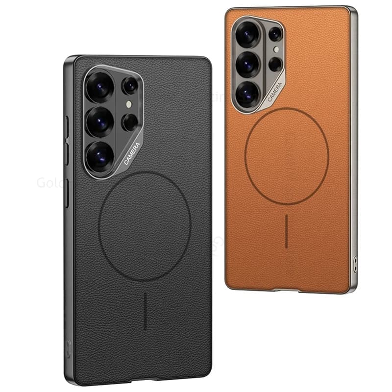 For Samsung Galaxy S26 Ultra 5G Skin Feel Leather Phone Magnetic Case For Samsung S26 Ultra For Mafsafe Wireless Charging Cover