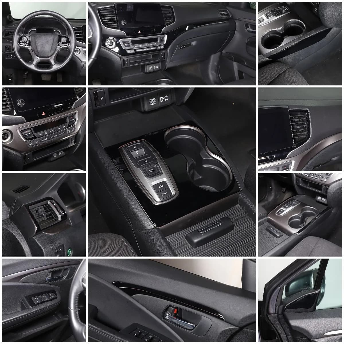 For Honda Pilot Ridgeline Passport 2016-2022 PVC Black Car Center Console Decorative Panel Trim Sticker Sticker Car Accessories