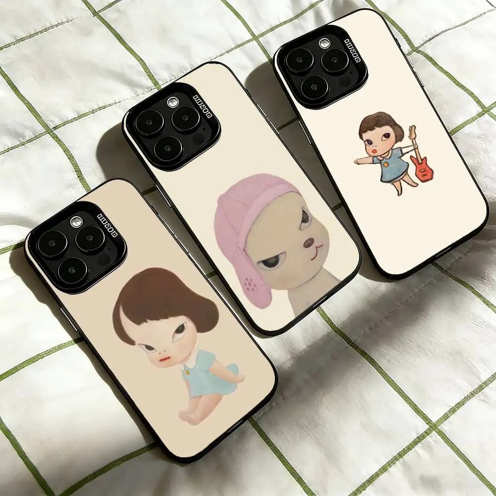 Cute Y-Yoshitomo N-Nara Phone Case For iPhone 17,16,15,14,13,12,11 Plus,Pro Max,XS,Colorful Silver Black Cover