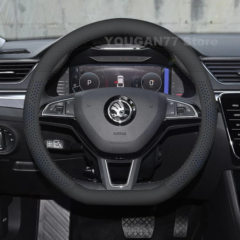Leather Car Steering Wheel Cover For Skoda Superb 3 B8 2016-2025 Covers For Covers Auto interior Skoda Superb 2025 Accessories