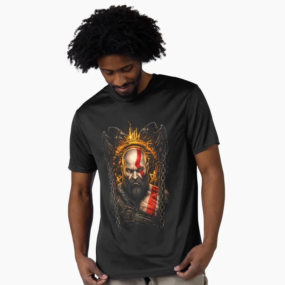 Retro Kratos God of War Videogame Gift T-Shirt Vintage Spartan warrior Graphic Clothes 0401 100% cotton printed Large size Tops