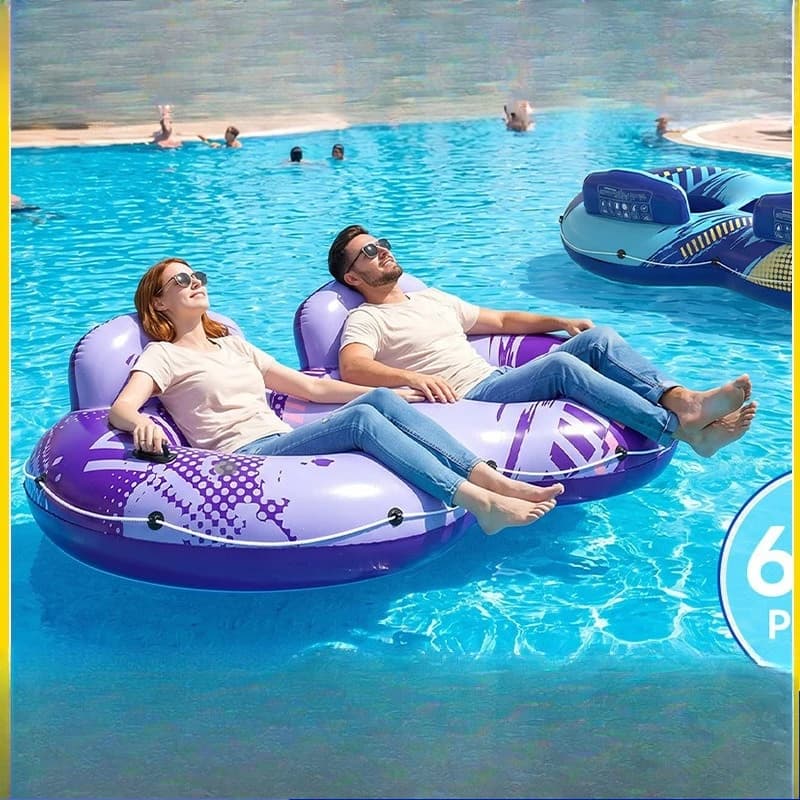 Double swimming ring Thickened and enlarged floating row Floating row Parent-child can sit and lie down Large